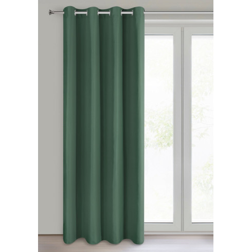 Záves Adari z hladkej matnej látky 140x250 cm - zelený, uchytenie dekoračné kolieska
