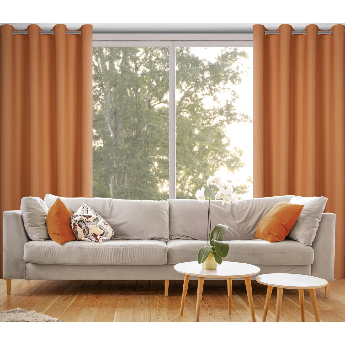 Záves Rita z hladkej látky 140x250 cm - červená hliníková, uchytenie dekoračné kolieska