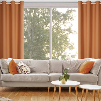 Záves Rita z hladkej látky 140x250 cm - červená hliníková, uchytenie dekoračné kolieska