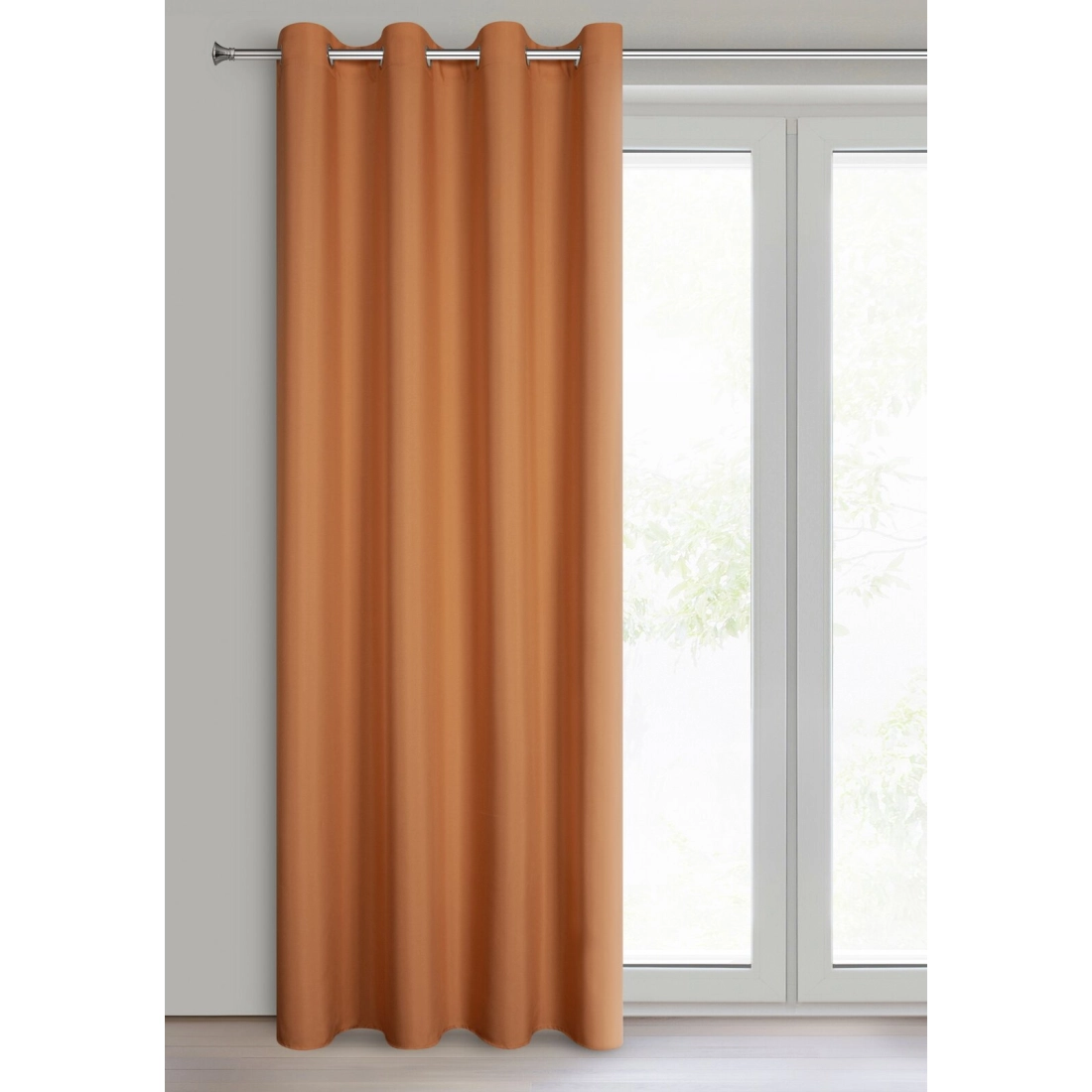 Záves Rita z hladkej látky 140x250 cm - červená hliníková, uchytenie dekoračné kolieska