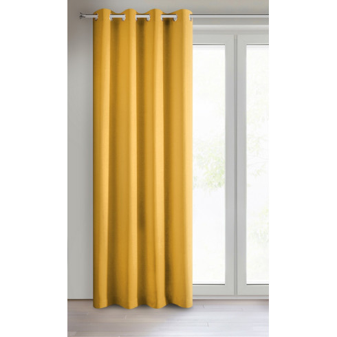 Záves Rita z hladkej látky 140x250 cm - horčicový, uchytenie dekoračné kolieska Záves Rita z hladkej látky 140x250 cm - horčicový, uchytenie dekoračné kolieska