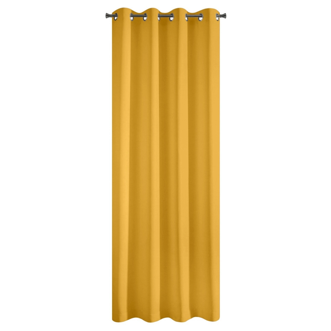 Rita függöny sima anyagból, 140 x 250 cm - mustársárga, rögzítés: dekoratív karikák