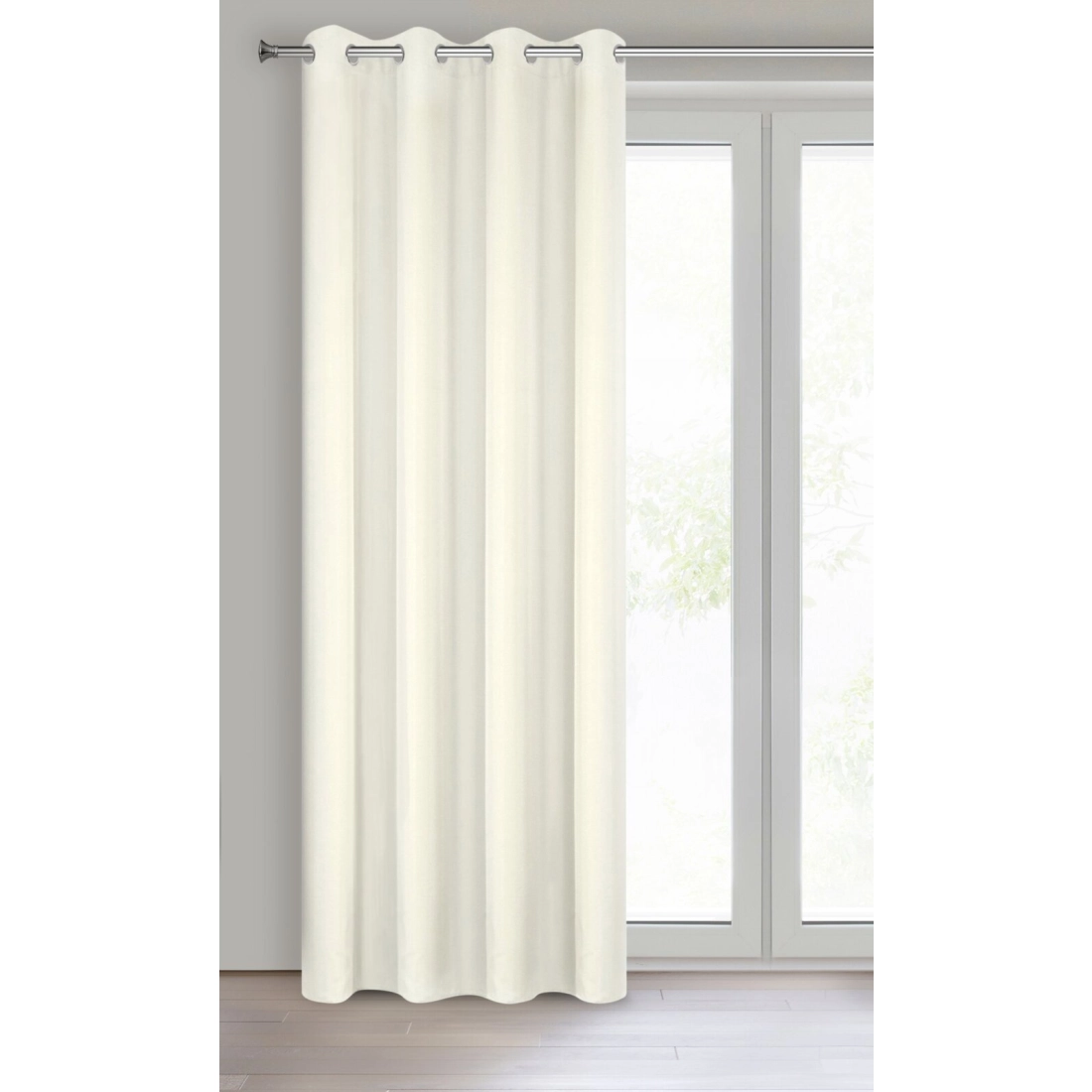 Rita függöny sima anyagból, 140 x 250 cm - krémszínű, dekoratív karikás rögzítés