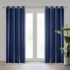 Rita függöny sima szövetből 140 x 250 cm - tengerészkék, dekoratív karikás rögzítés