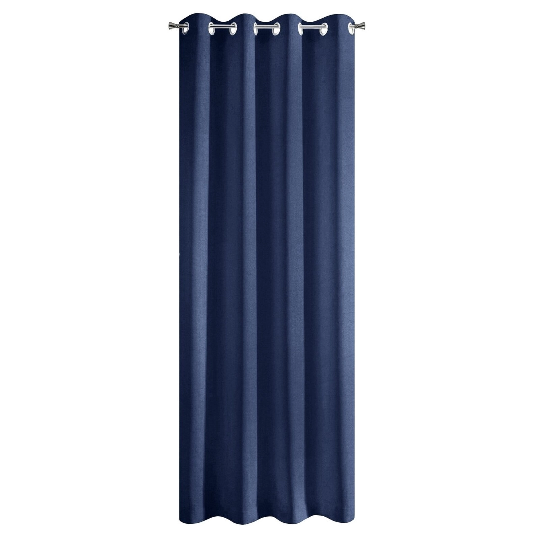 Rita függöny sima szövetből 140 x 250 cm - tengerészkék, dekoratív karikás rögzítés