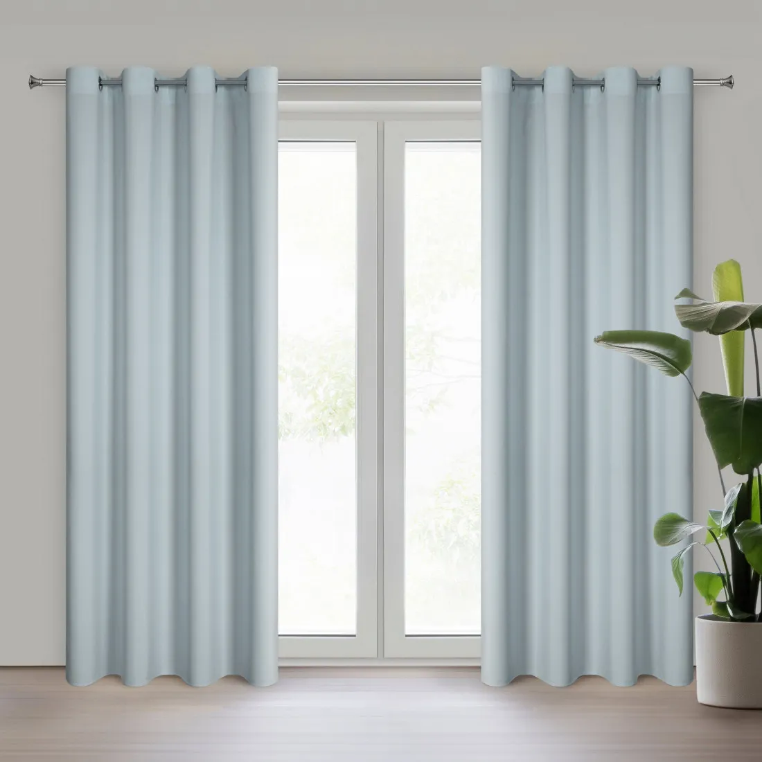 Rita függöny sima szövetből, 140 x 250 cm - platinaszínű, dekoratív karikás rögzítés