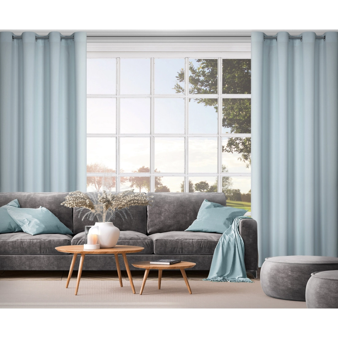 Rita függöny sima szövetből, 140 x 250 cm - platinaszínű, dekoratív karikás rögzítés