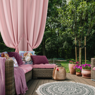 Záves Rita z hladkej látky 140x250 cm - púdrová ružová, uchytenie dekoračné kolieska