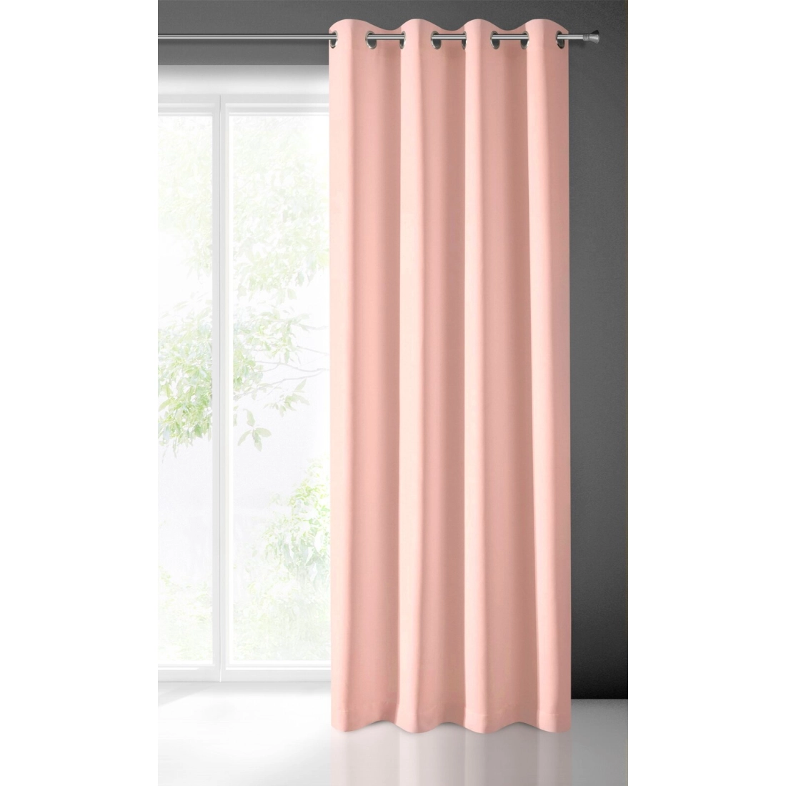 Závěs Rita z hladké látky 140x250 cm - pudrově růžová, uchycení dekorační kroužky