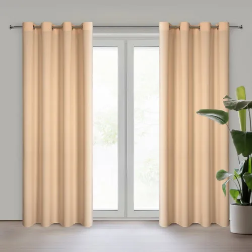 Záves Rita z hladkej látky 140x250 cm - svetlá oranžová, uchytenie dekoračné kolieska