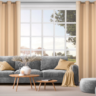 Záves Rita z hladkej látky 140x250 cm - svetlá oranžová, uchytenie dekoračné kolieska