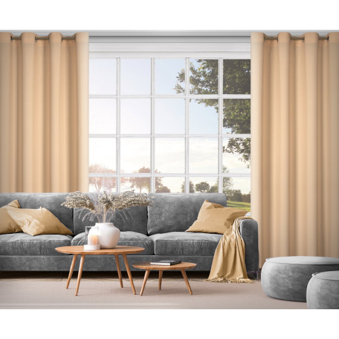 Závěs Rita z hladké látky 140x250 cm - světle oranžová, uchycení dekorativní kroužky Závěs Rita z hladké látky 140x250 cm - světle oranžová, uchycení dekorativní kroužky