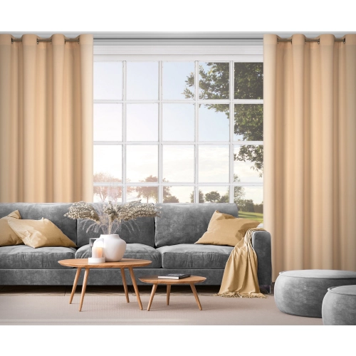 Záves Rita z hladkej látky 140x250 cm - svetlá oranžová, uchytenie dekoračné kolieska