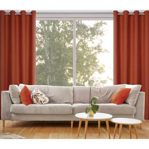 Závěs Rita z hladké látky 140x250 cm - cihlově červený, uchycení dekorační kolečka Závěs Rita z hladké látky 140x250 cm - cihlově červený, uchycení dekorační kolečka
