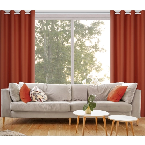 Záves Rita z hladkej látky 140x250 cm - tehlovo červený, uchytenie dekoračné kolieska