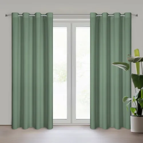 Záves Rita z hladkej látky 140x250 cm - tmavá mäta, uchytenie dekoračné kolieska