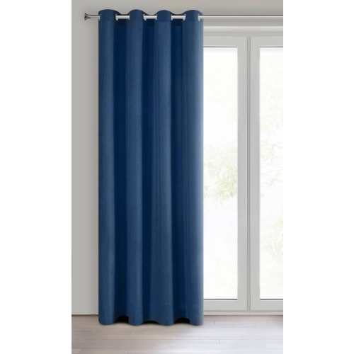 Záves Rita z hladkej látky 140x250 cm - tmavo modrá, uchytenie dekoračné kolieska