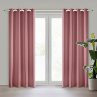 Záves Rita z hladkej látky 140x250 cm - tmavo ružová, uchytenie dekoračné kolieska
