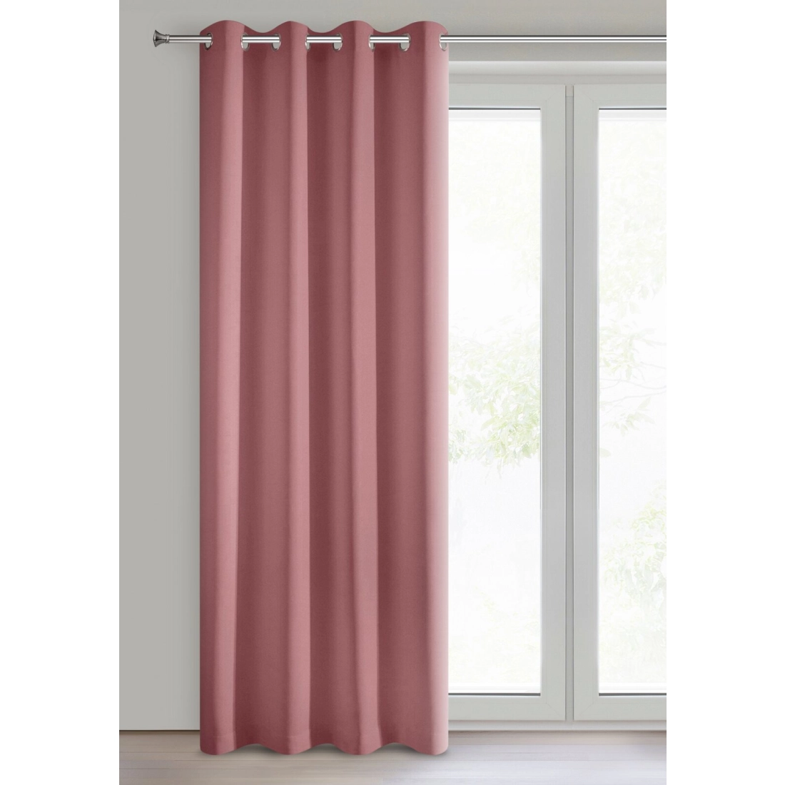 Rita függöny sima szövetből 140 x 250 cm - sötétrózsaszín, rögzítés dekoratív karikákkal