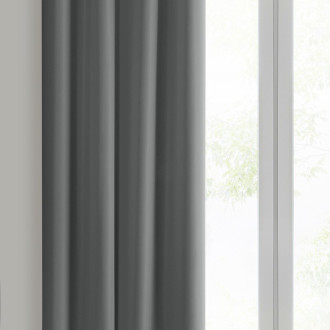 Záves Rita z hladkej látky 140x250 cm - tmavo šedý, uchytenie dekoračné kolieska