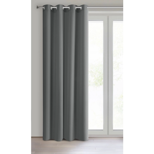 Záves Rita z hladkej látky 140x250 cm - tmavo šedý, uchytenie dekoračné kolieska