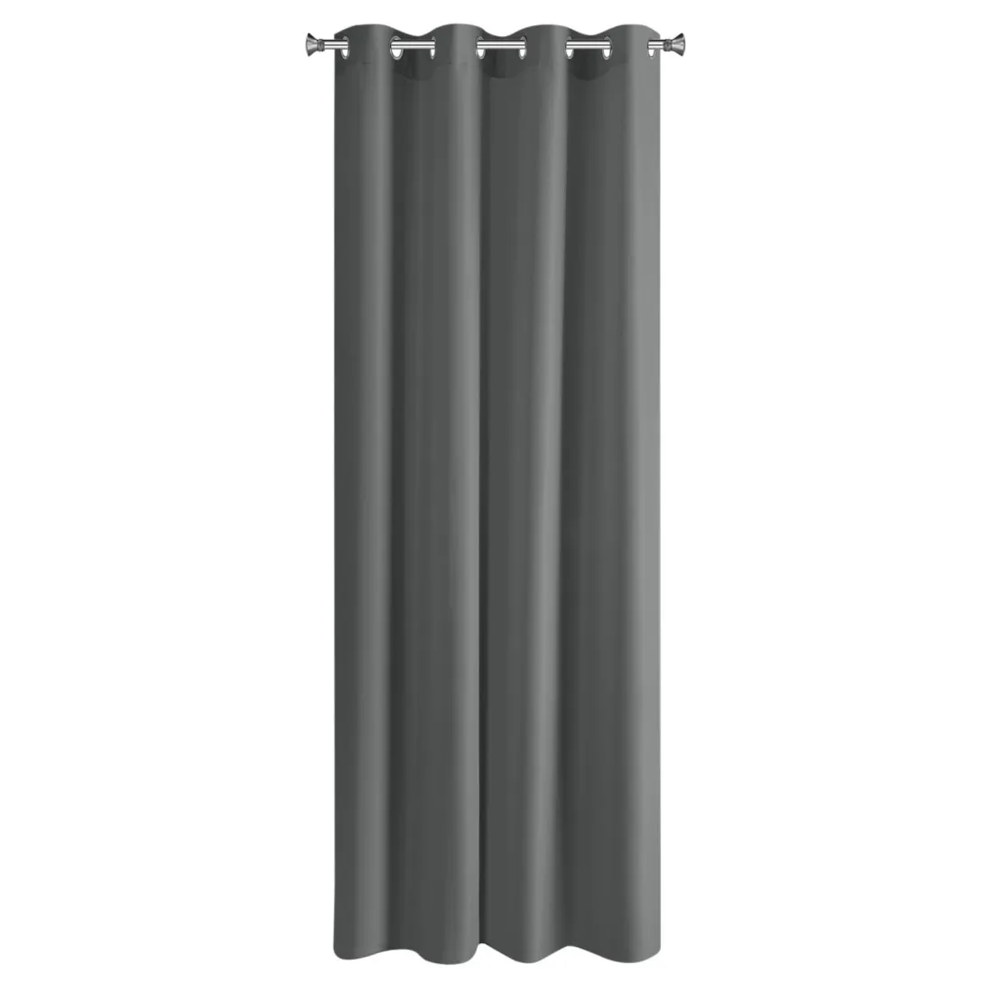 Rita függöny sima szövetből 140 x 250 cm - sötétszürke, dekoratív karikás rögzítés
