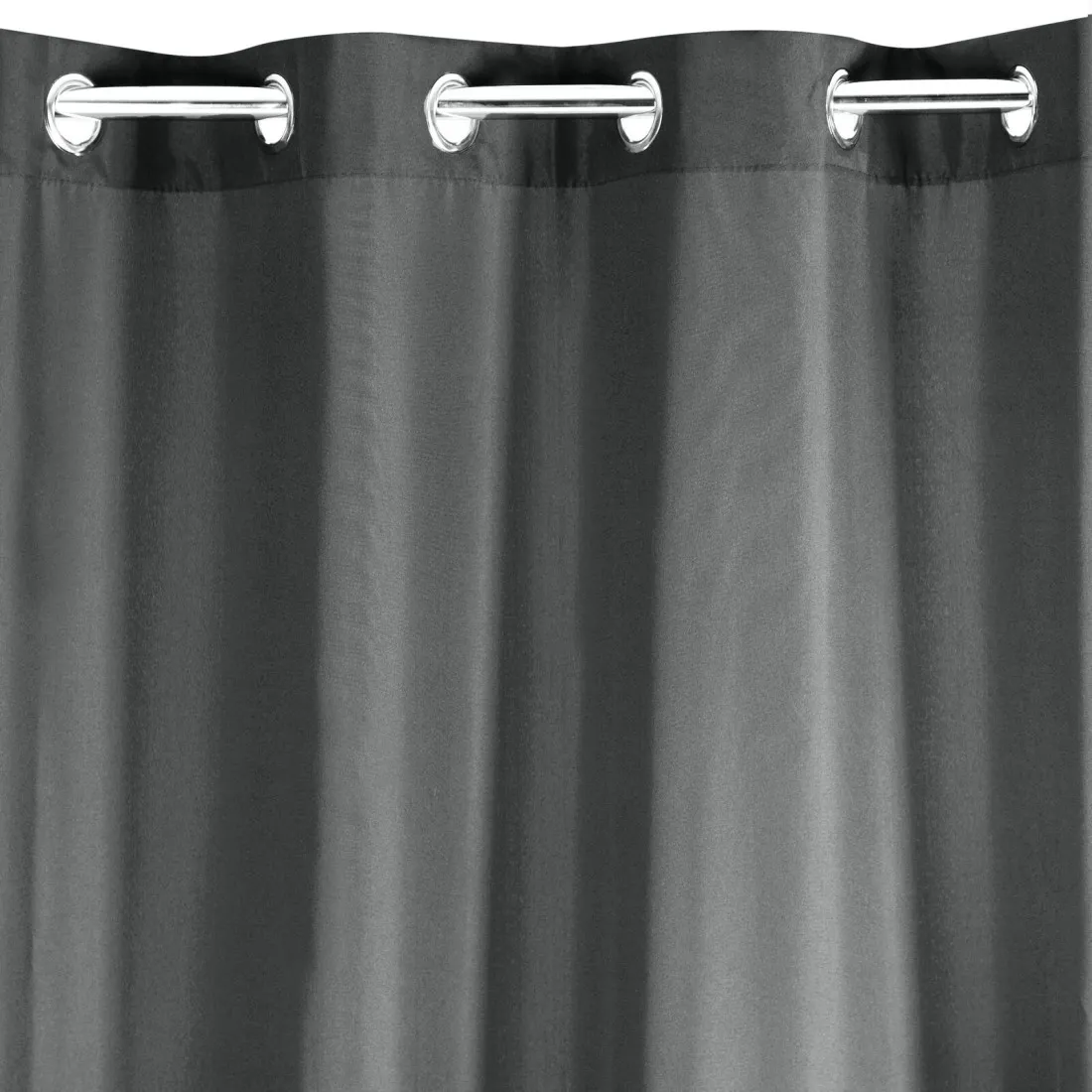 Rita függöny sima szövetből 140 x 250 cm - sötétszürke, dekoratív karikás rögzítés