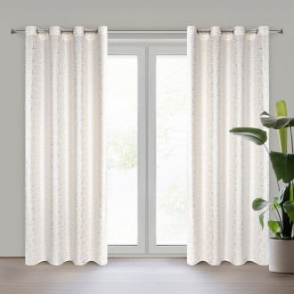 Záves s geometrickou potlačou 140x250 cm - biely - uchytenie dekoračné kolieska