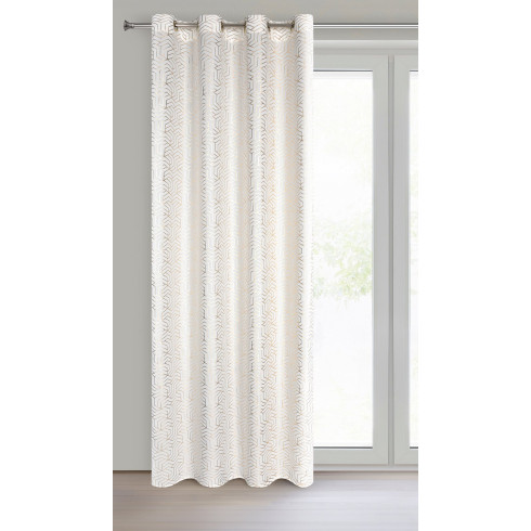 Záves s geometrickou potlačou 140x250 cm - biely - uchytenie dekoračné kolieska