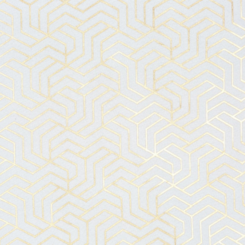 Záves s geometrickou potlačou 140x250 cm - biely - uchytenie dekoračné kolieska