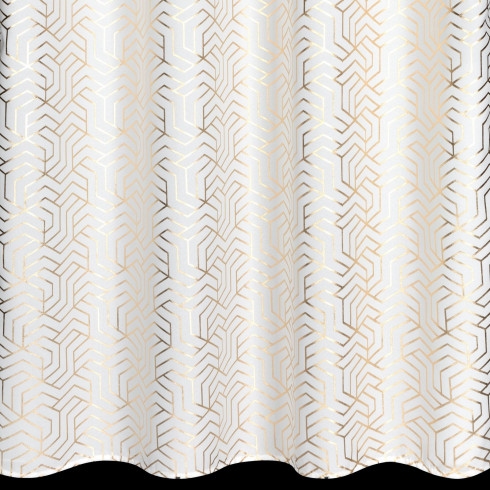 Záves s geometrickou potlačou 140x250 cm - biely - uchytenie dekoračné kolieska