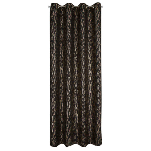 Záves s geometrickou potlačou 140x250 cm - čierny - uchytenie dekoračné kolieska