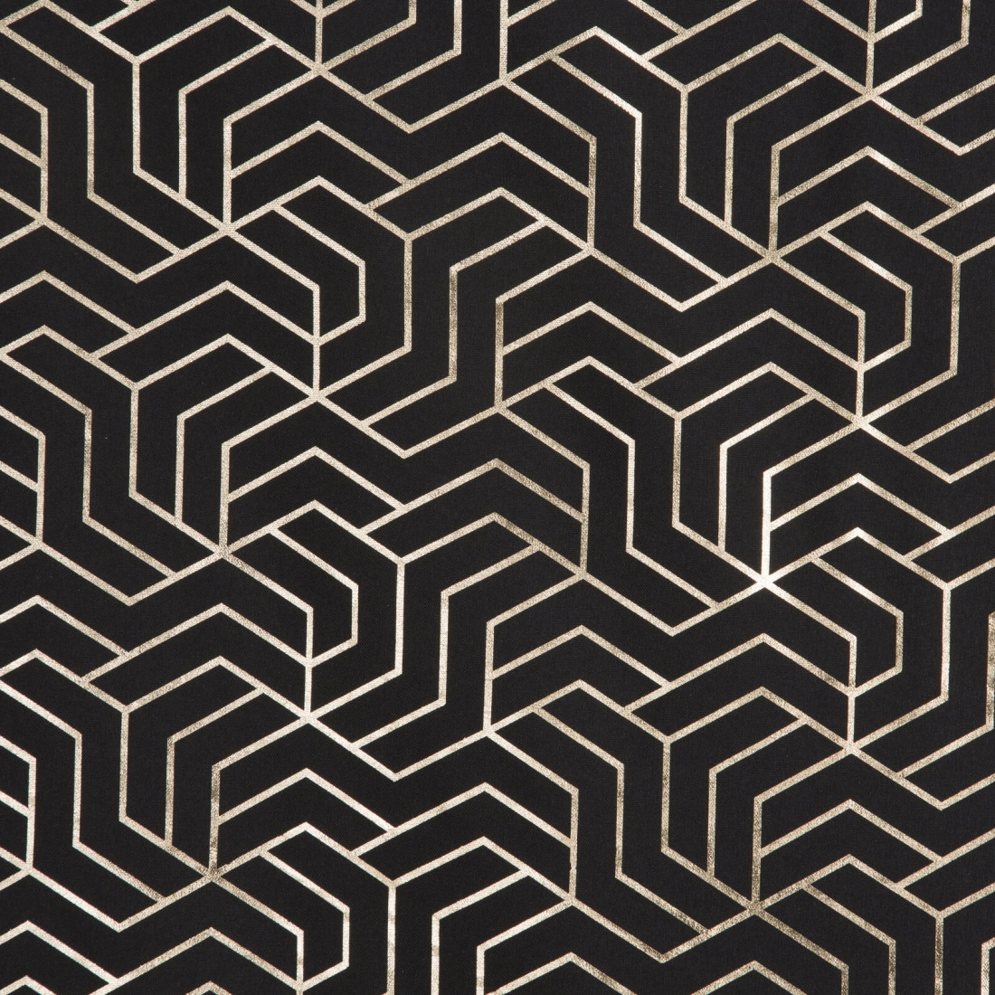 Geometrikus mintás függöny 140 x 250 cm - fekete - rögzítés: dekoratív karikák