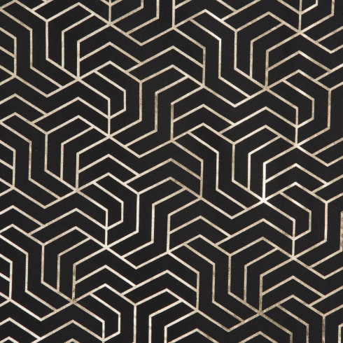 Záves s geometrickou potlačou 140x250 cm - čierny - uchytenie dekoračné kolieska