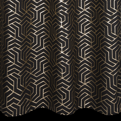 Záves s geometrickou potlačou 140x250 cm - čierny - uchytenie dekoračné kolieska