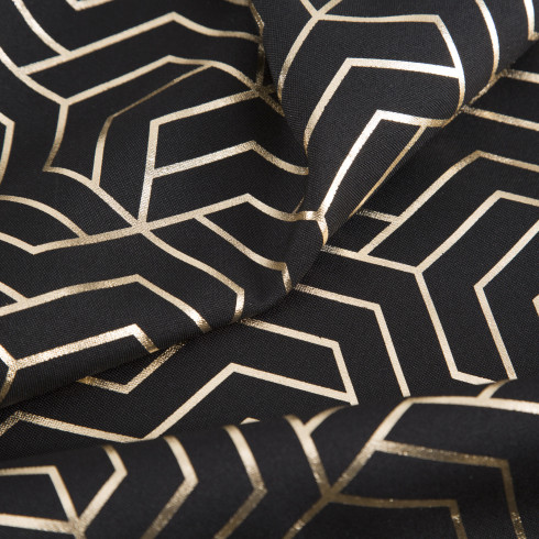 Záves s geometrickou potlačou 140x250 cm - čierny - uchytenie dekoračné kolieska