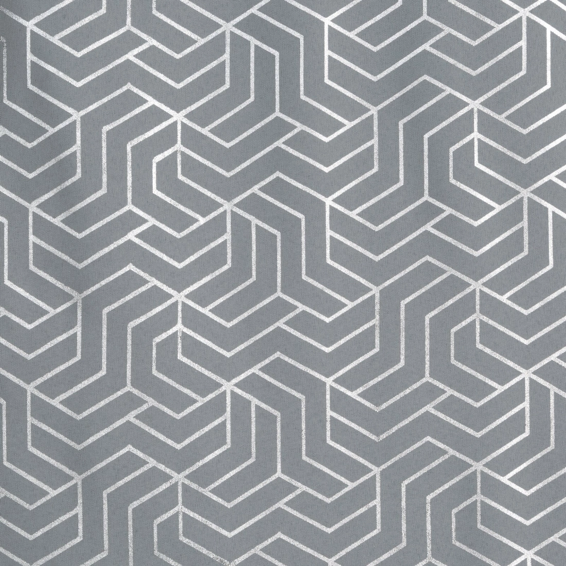 Geometriai mintás függöny 140 x 250 cm - ezüst - dekoratív karikás rögzítés