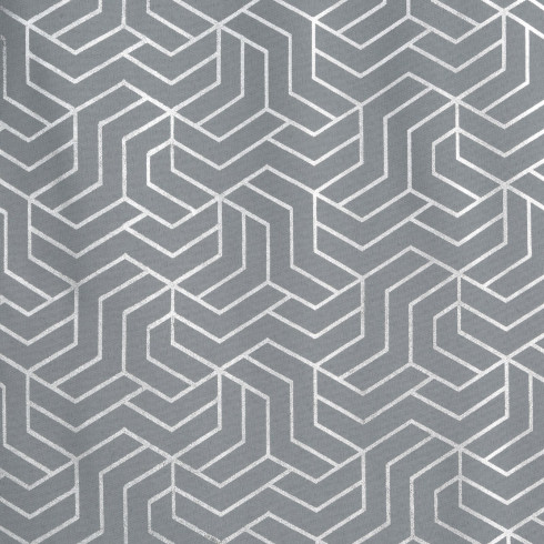 Záves s geometrickou potlačou 140x250 cm - strieborný - uchytenie dekoračné kolieska