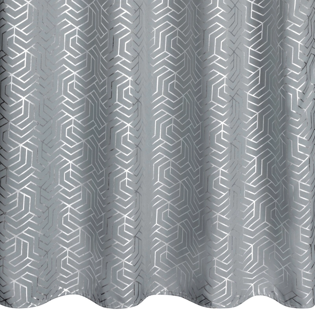 Geometriai mintás függöny 140 x 250 cm - ezüst - dekoratív karikás rögzítés