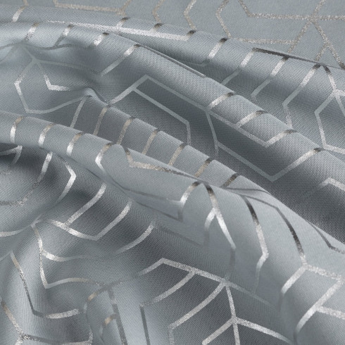 Záves s geometrickou potlačou 140x250 cm - strieborný - uchytenie dekoračné kolieska