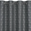 Geometrikus mintás függöny 140 x 250 cm - sötétezüst - dekoratív karikás rögzítés