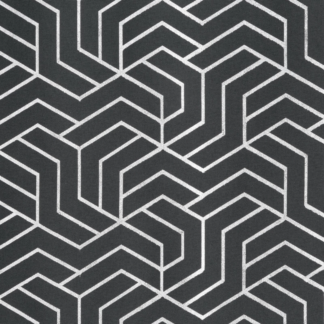 Geometrikus mintás függöny 140 x 250 cm - sötétezüst - dekoratív karikás rögzítés