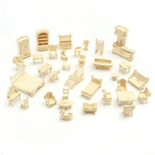 3D puzzle - nábytok pre bábiky 34 ks