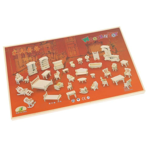 3D puzzle - nábytok pre bábiky 34 ks