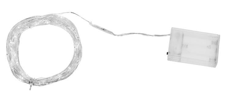 Dekoratívne LED osvetlenie 100 LED, 10 m - studená biela, na baterky