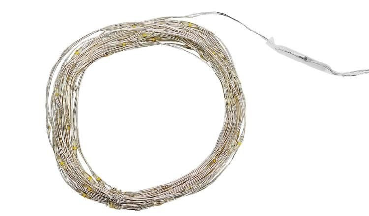 Dekoratívne LED osvetlenie 100 LED, 10 m - studená biela, na baterky