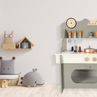 Dětská dřevěná kuchyňka s troubou - šedá