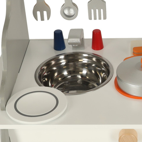 Dětská dřevěná kuchyňka s troubou - šedá