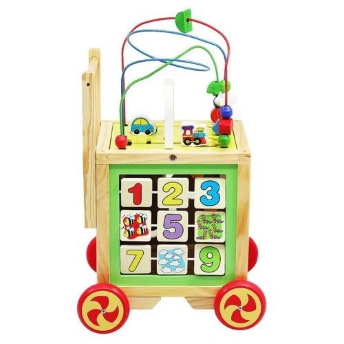 Drevená motorická kocka - chodítko pre deti