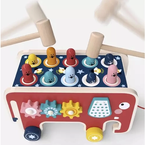 Dřevěný vzdělávací slon s kladivem